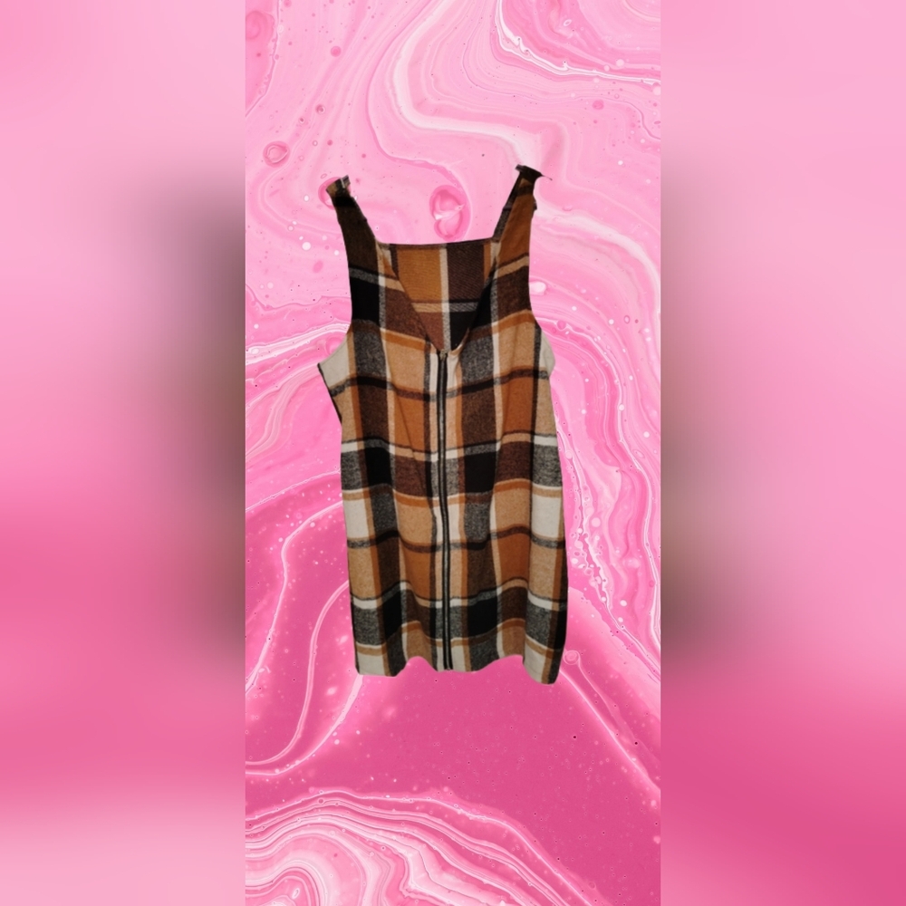 Shein Women's Size XL Plaid Sleeveless Dress with Zipper